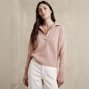Banana Republic V Neck Cashmere Johnny Collar Sweater